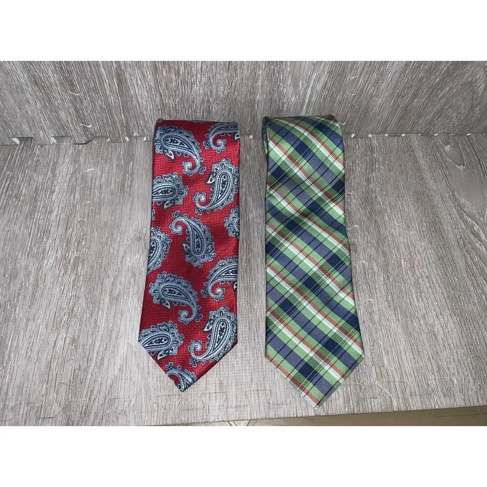 Romario Manzini Men's Silk Necktie‎ Set Multicolor Paisley 2 Piece